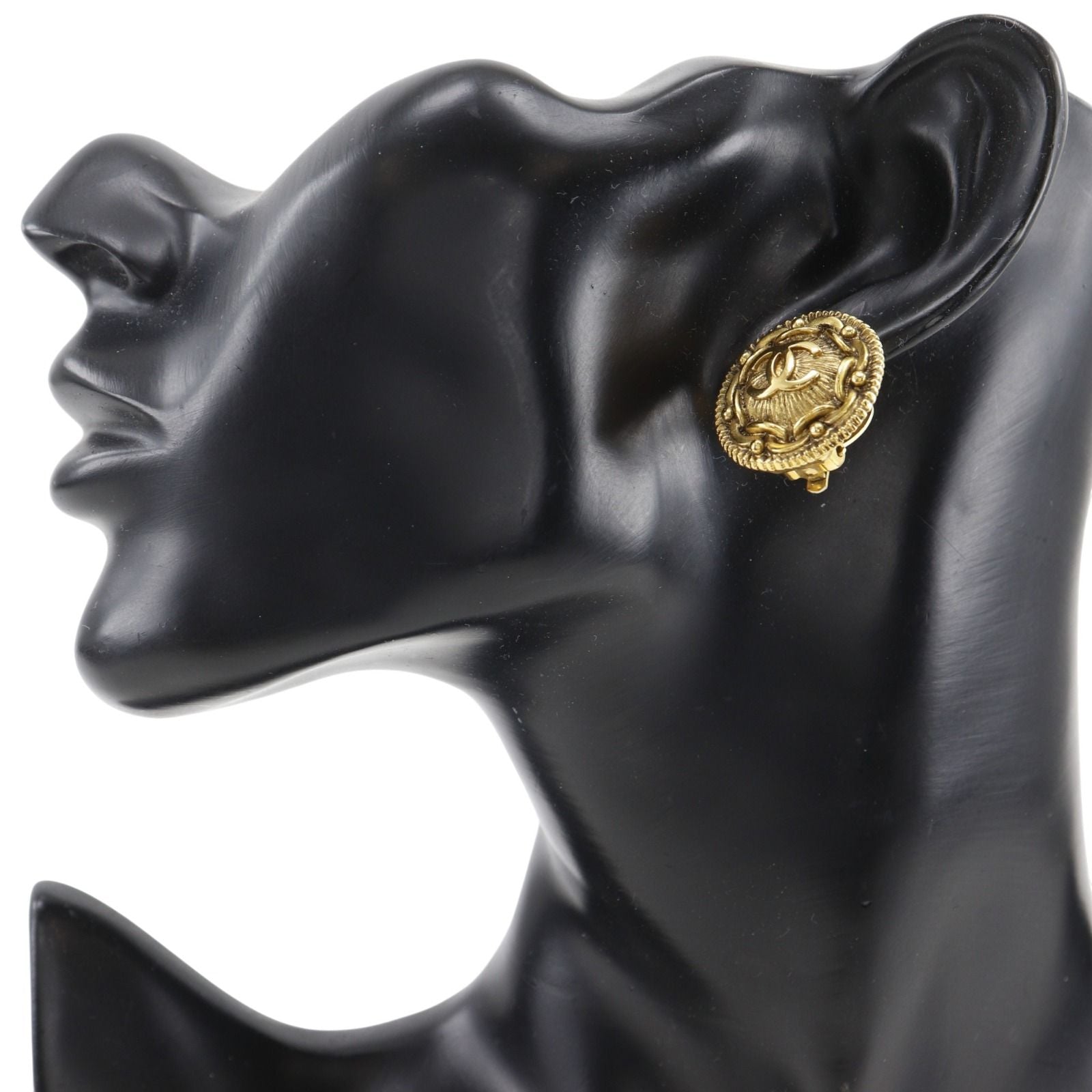 Chanel CC Logo Vintage Gold Plated Earrings — view 2
