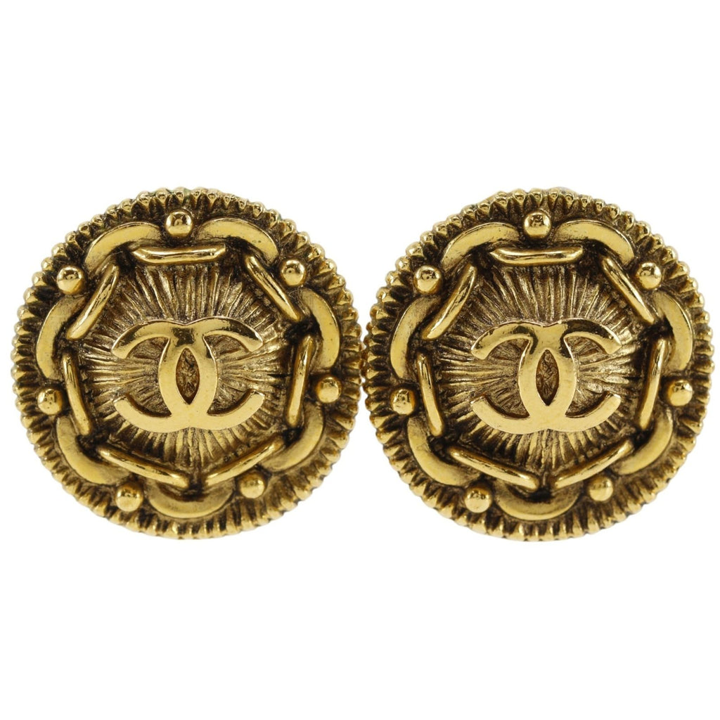Chanel CC Logo Vintage Gold Plated Earrings