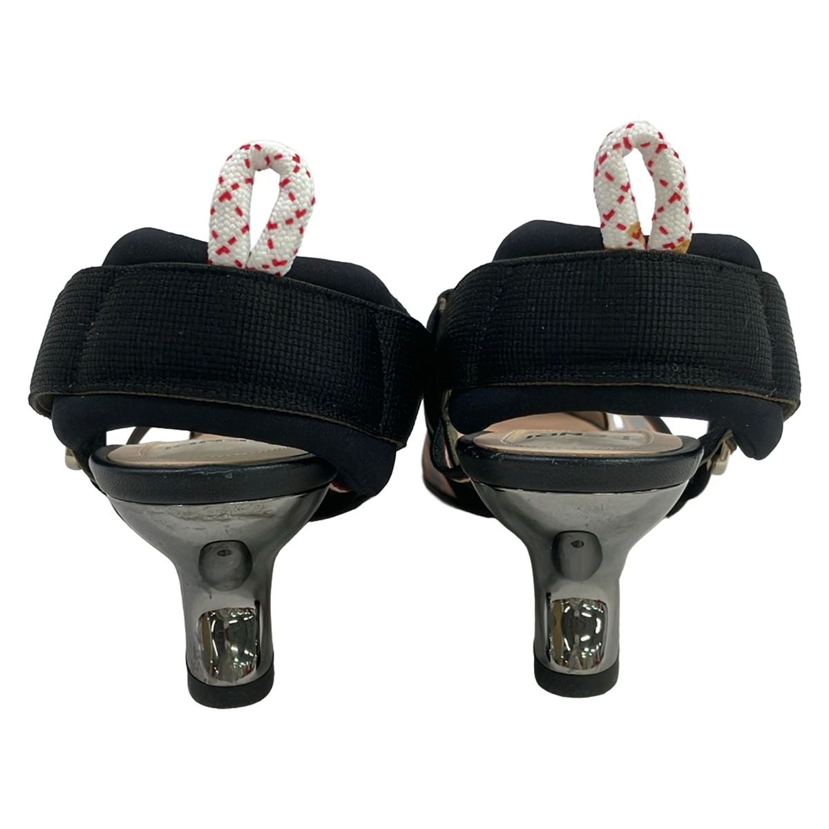 Fendi Sandals 34 Black Brown Multi Zucca Pattern Mesh — view 3