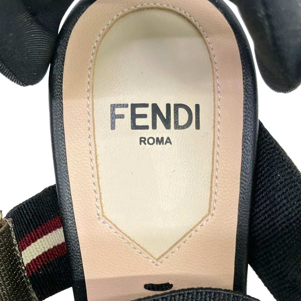Fendi Sandals 34 Black Brown Multi Zucca Pattern Mesh — view 5