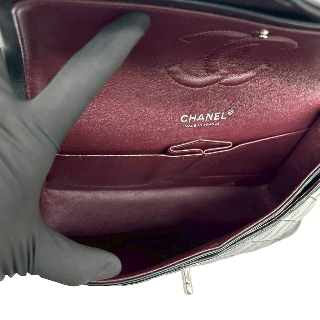 Chanel Quilted CC Logo Lambskin Shoulder Bag Pochette Black — view 9