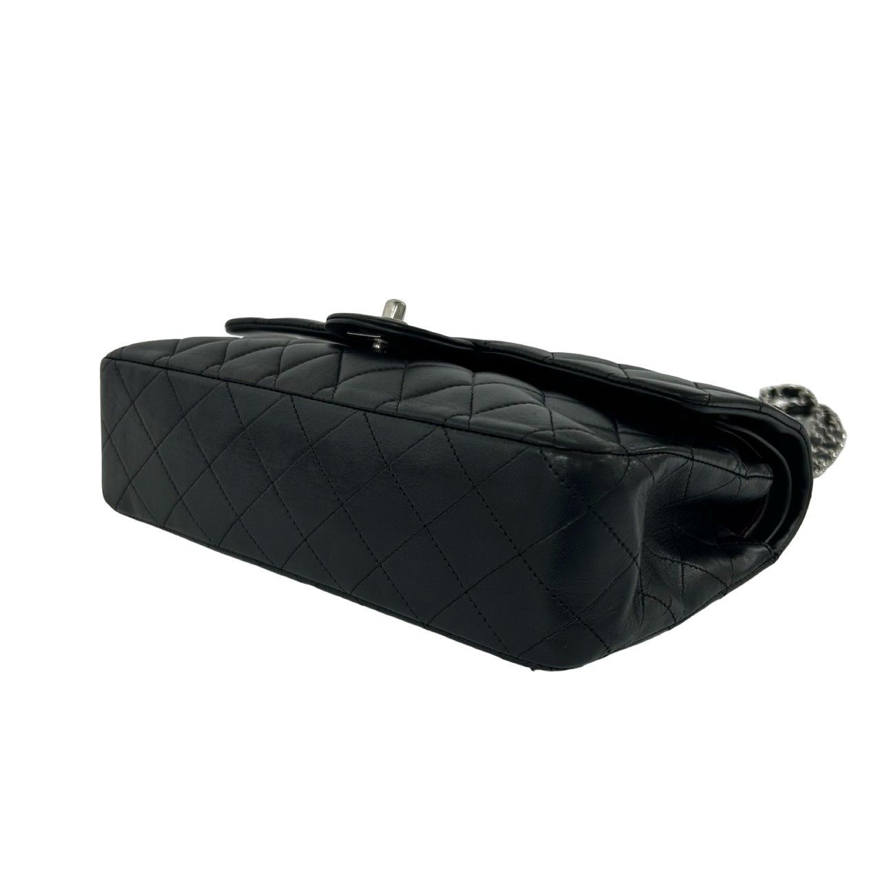 Chanel Quilted CC Logo Lambskin Shoulder Bag Pochette Black — view 8