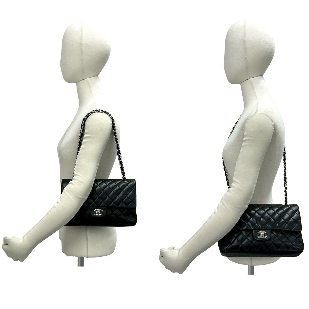 Chanel Quilted CC Logo Lambskin Shoulder Bag Pochette Black — view 2