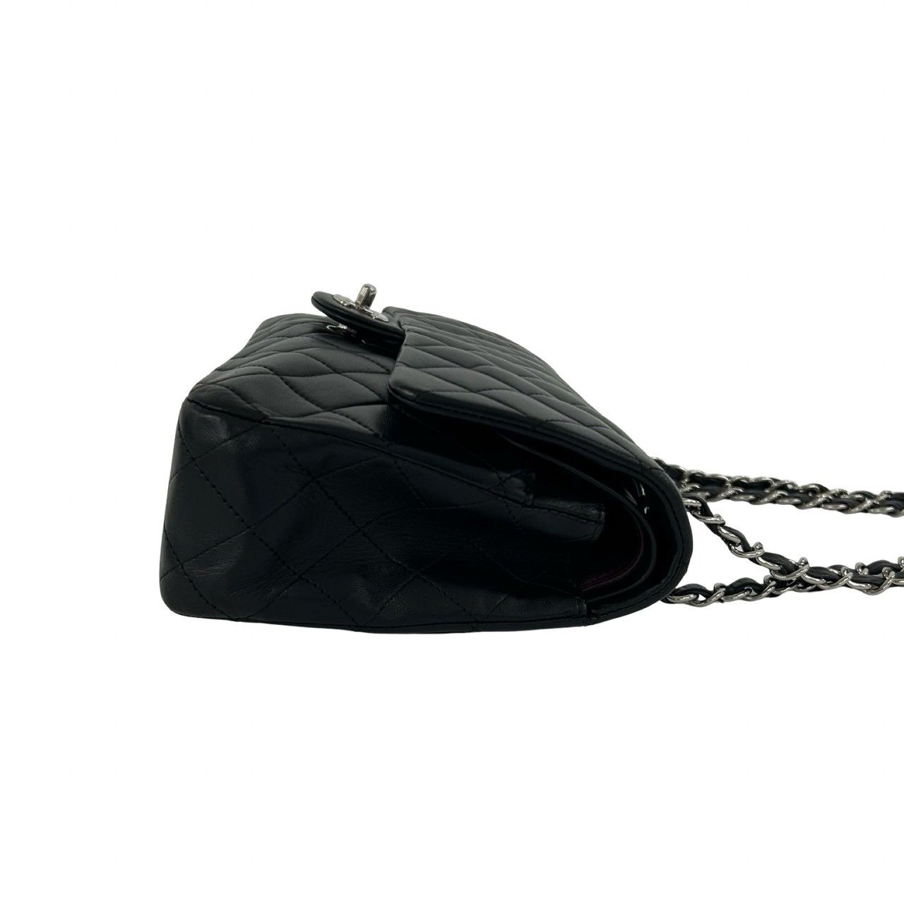 Chanel Quilted CC Logo Lambskin Shoulder Bag Pochette Black — view 6