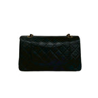 Chanel 0 Quilted CC Logo Gold Double Flap Lambskin Shoulder Bag Black — view 3