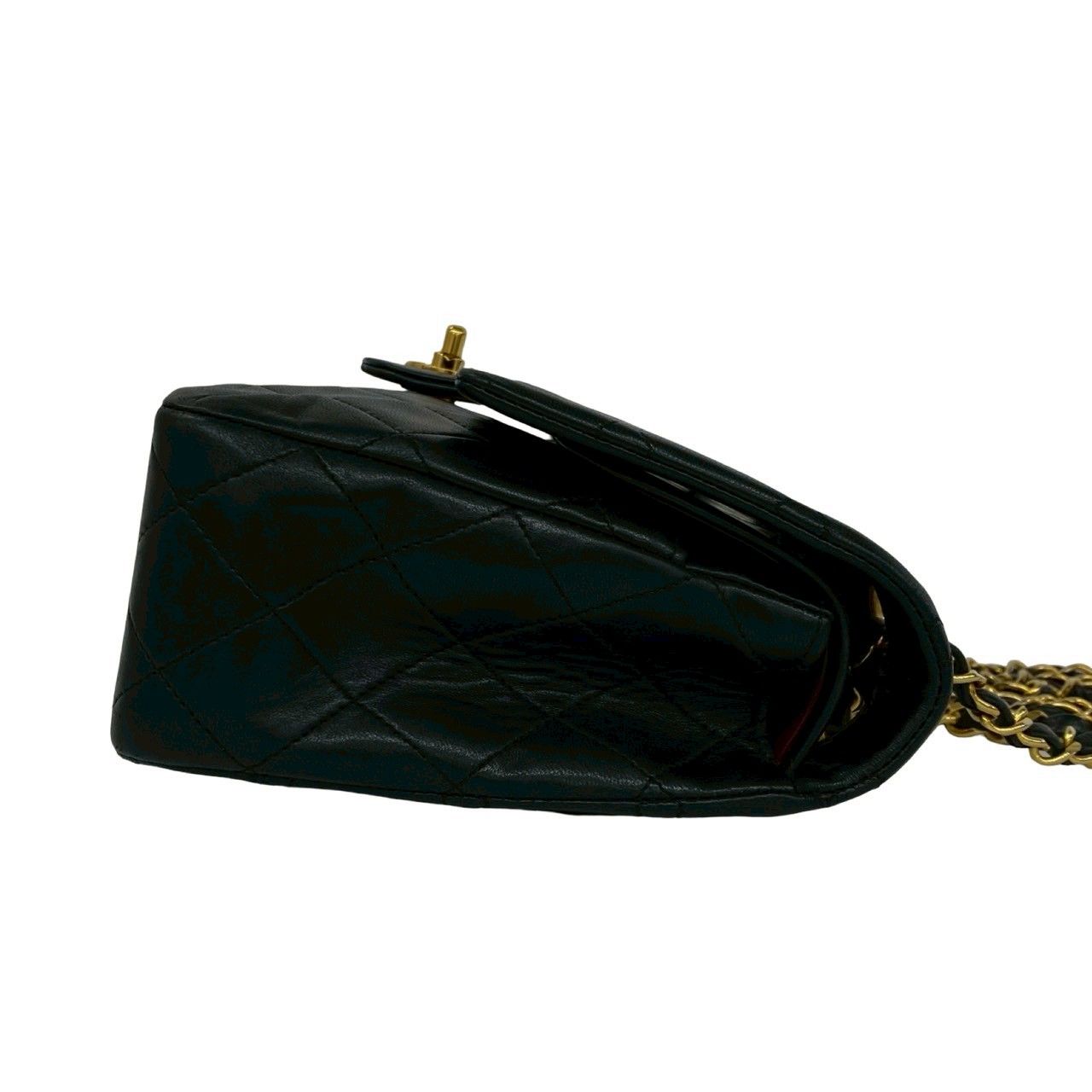 Chanel 0 Quilted CC Logo Gold Double Flap Lambskin Shoulder Bag Black — view 6