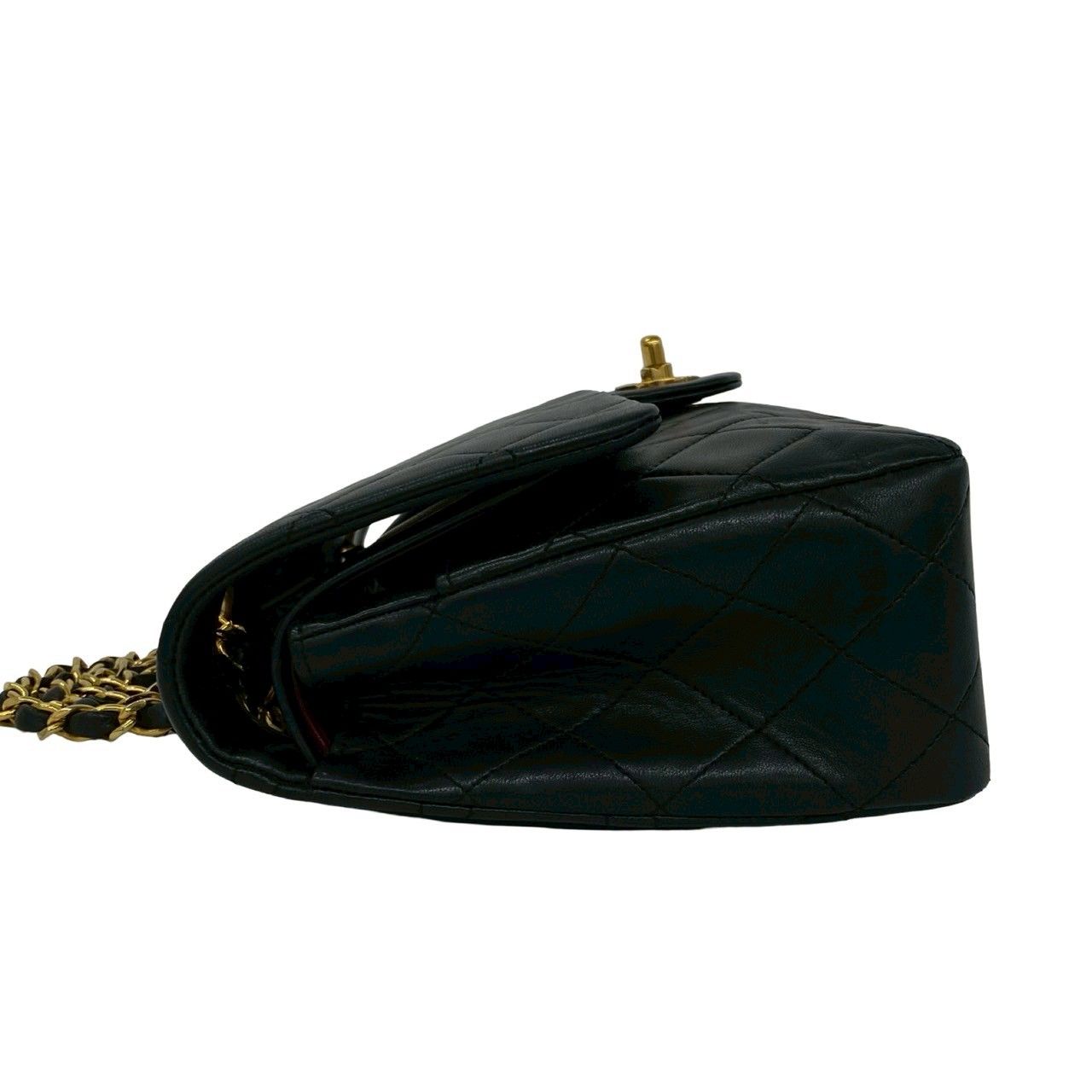 Chanel 0 Quilted CC Logo Gold Double Flap Lambskin Shoulder Bag Black — view 5