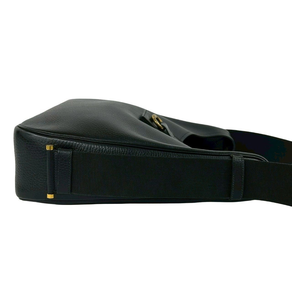 Hermes Vintage Saco Taurillon Clemence Leather Shoulder Bag Black — view 6