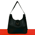 Hermes Vintage Saco Taurillon Clemence Leather Shoulder Bag Black