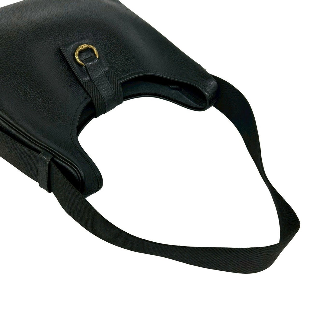 Hermes Vintage Saco Taurillon Clemence Leather Shoulder Bag Black — view 4
