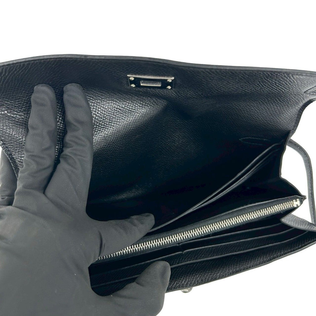 Hermes Kelly Wallet Long Veau Epsom Noir Black — view 8