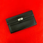 Hermes Kelly Wallet Long Veau Epsom Noir Black