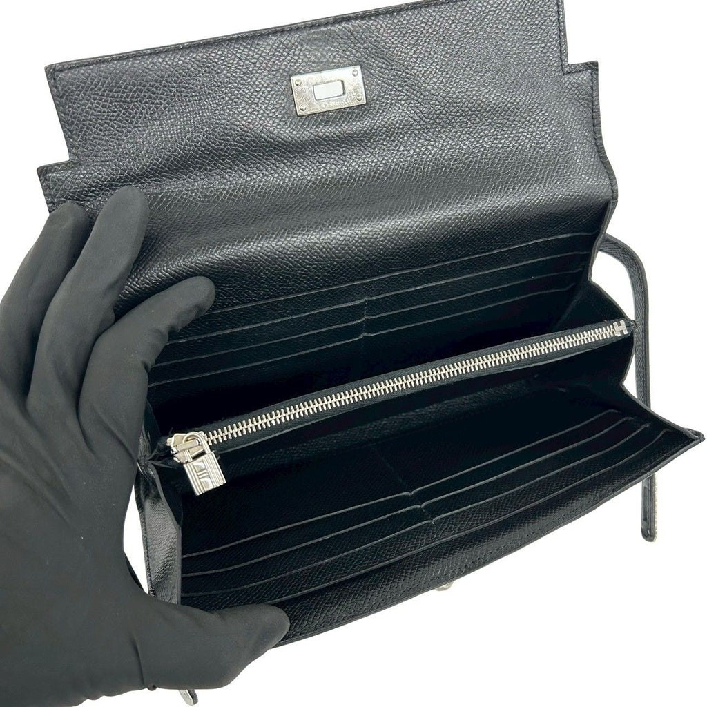Hermes Kelly Wallet Long Veau Epsom Noir Black — view 7