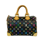 Louis Vuitton Speedy 30 Monogram Multicolor Leather Gold Handbag Black — view 3
