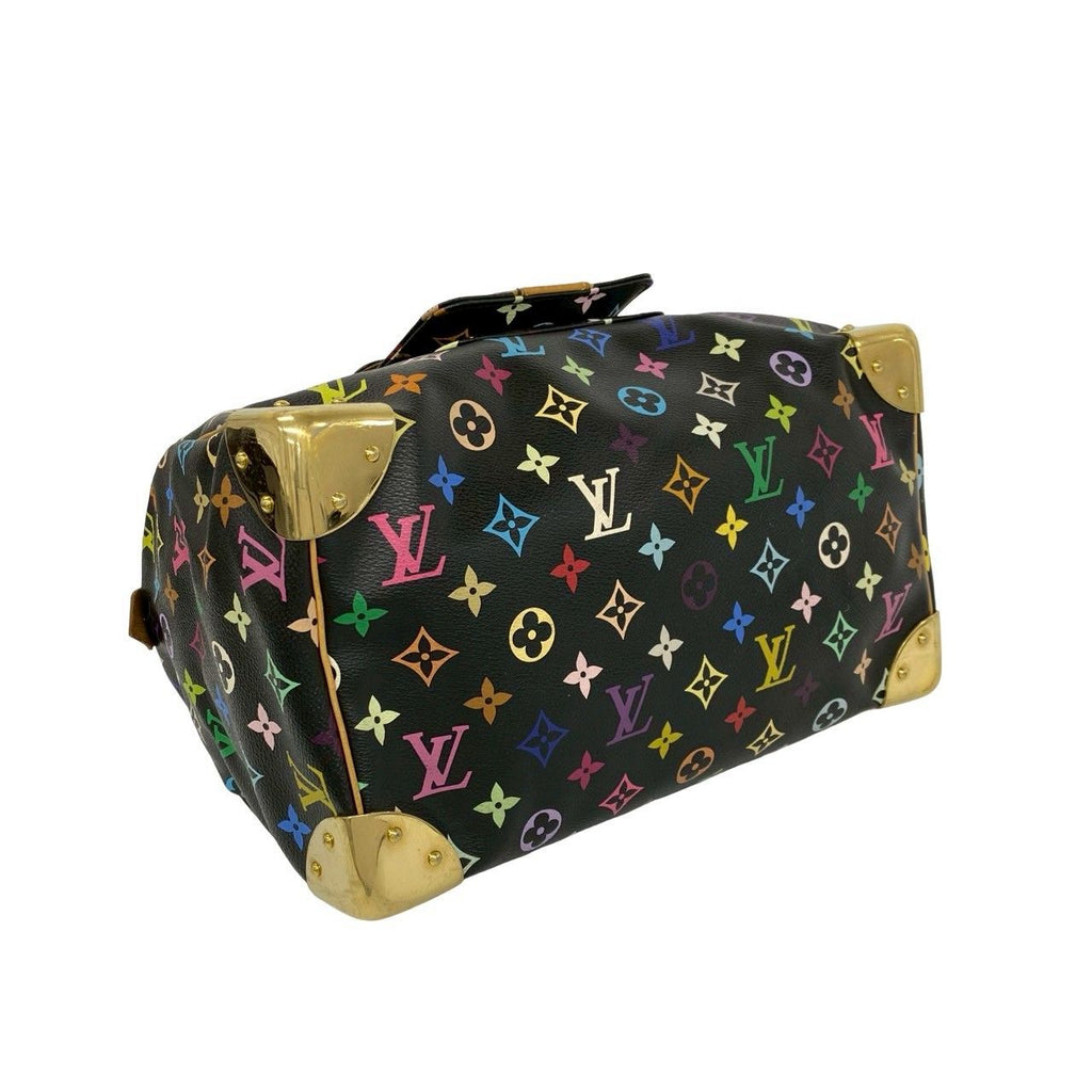 Louis Vuitton Speedy 30 Monogram Multicolor Leather Gold Handbag Black — view 7