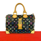 Louis Vuitton Speedy 30 Monogram Multicolor Leather Gold Handbag Black