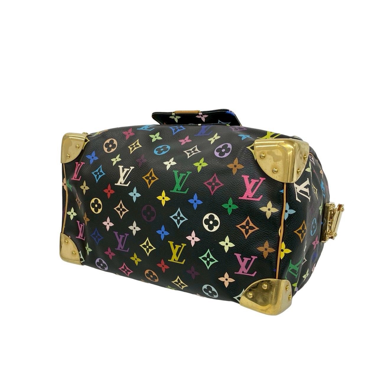 Louis Vuitton Speedy 30 Monogram Multicolor Leather Gold Handbag Black — view 8