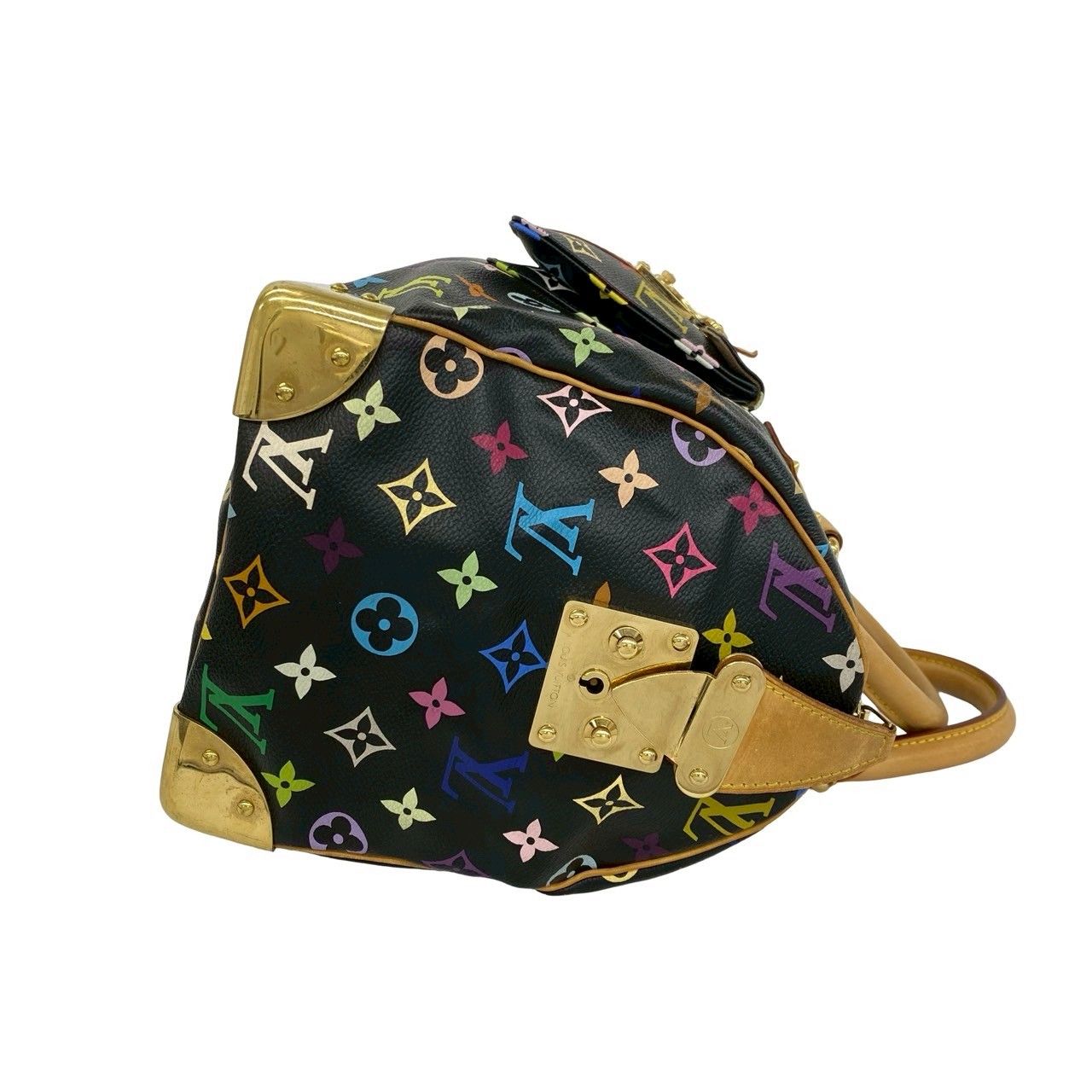 Louis Vuitton Speedy 30 Monogram Multicolor Leather Gold Handbag Black — view 6