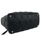 Prada Triangle Logo Quilted Nylon Leather Tote Shoulder Bag Black — view 7
