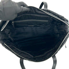 Prada Triangle Logo Quilted Nylon Leather Tote Shoulder Bag Black — view 9
