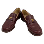 Chanel Loafers 38 C Bordeaux CC Logo Leather — view 2