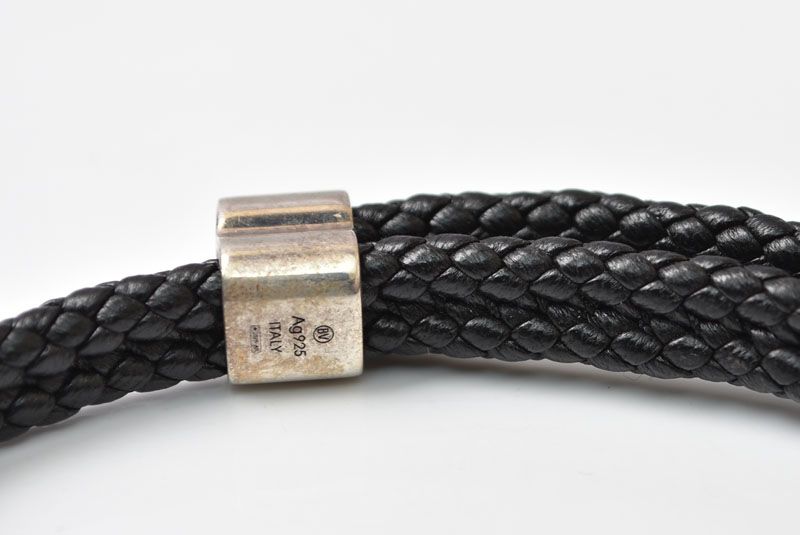 Bottega Veneta Bracelet Bangle Intrecciato Black 925 Sterling Silver — view 5