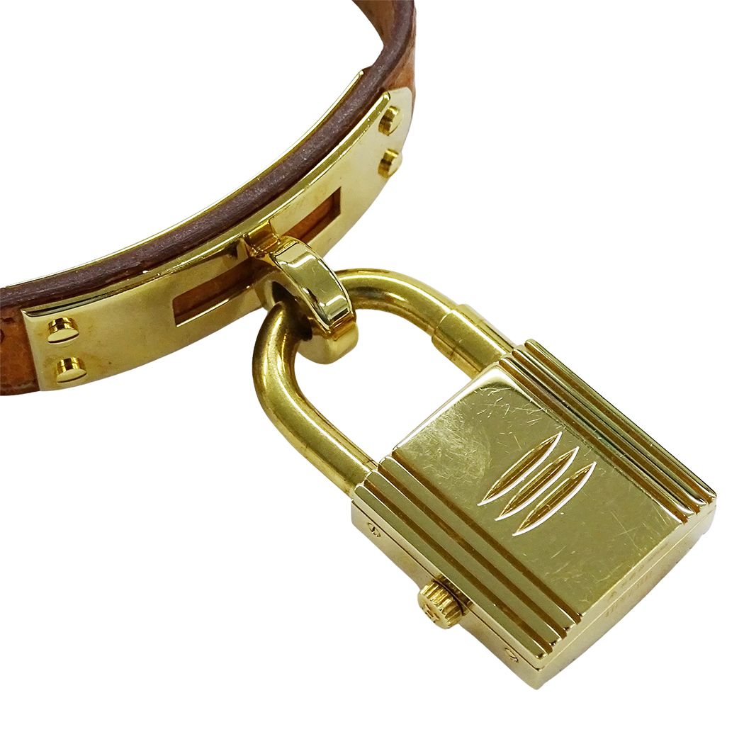 Hermes Watch Kelly Quartz Leather Gold Brown — view 3
