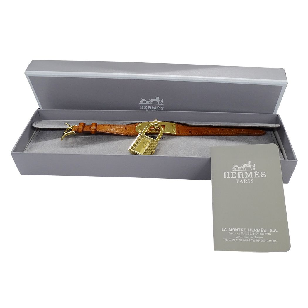 Hermes Watch Kelly Quartz Leather Gold Brown — view 6