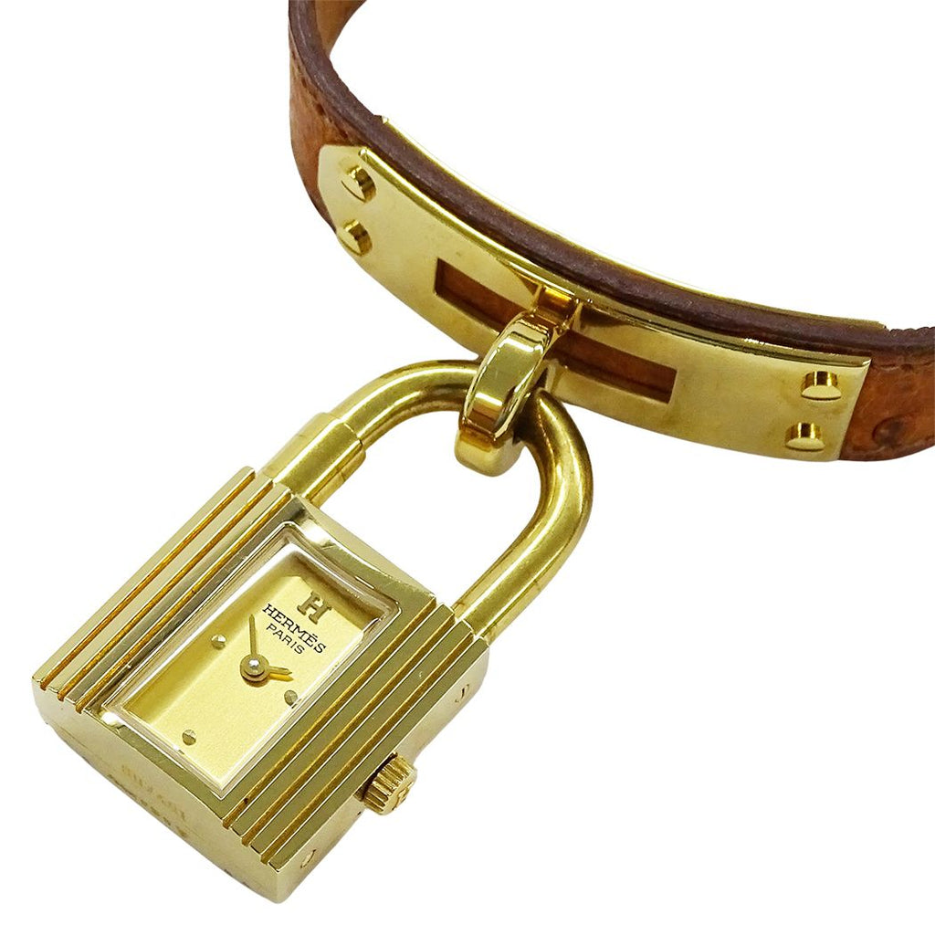 Hermes Watch Kelly Quartz Leather Gold Brown — view 2