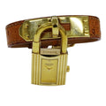 Hermes Watch Kelly Quartz Leather Gold Brown