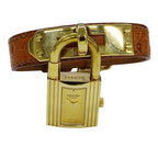 Hermes Watch Kelly Quartz Leather Gold Brown
