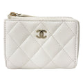Chanel Trifold Wallet Quilted Mini Compact White Gold CC Logo