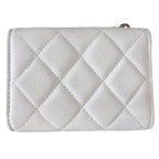 Chanel Trifold Wallet Quilted Mini Compact White Gold CC Logo — view 4