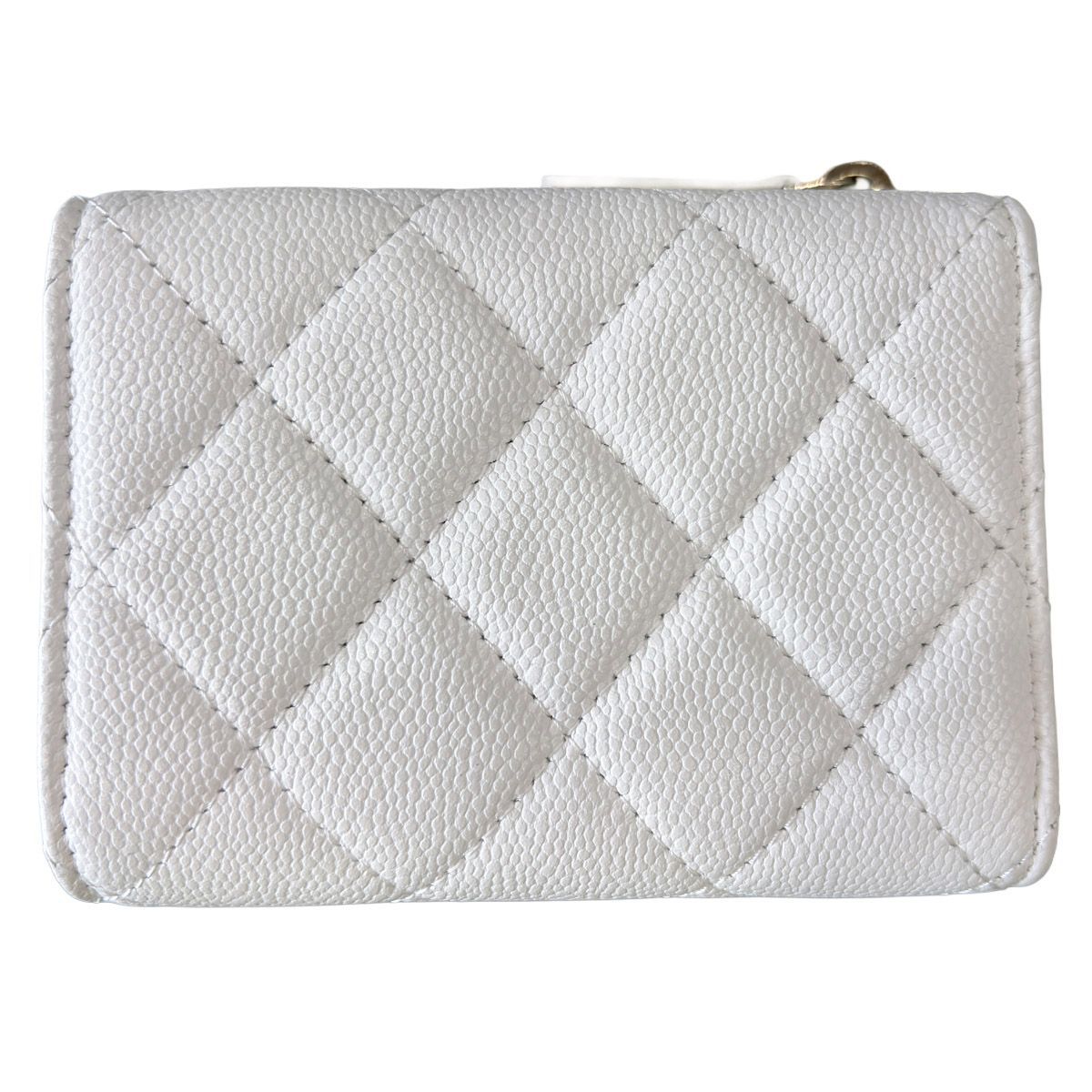 Chanel Trifold Wallet Quilted Mini Compact White Gold CC Logo — view 4