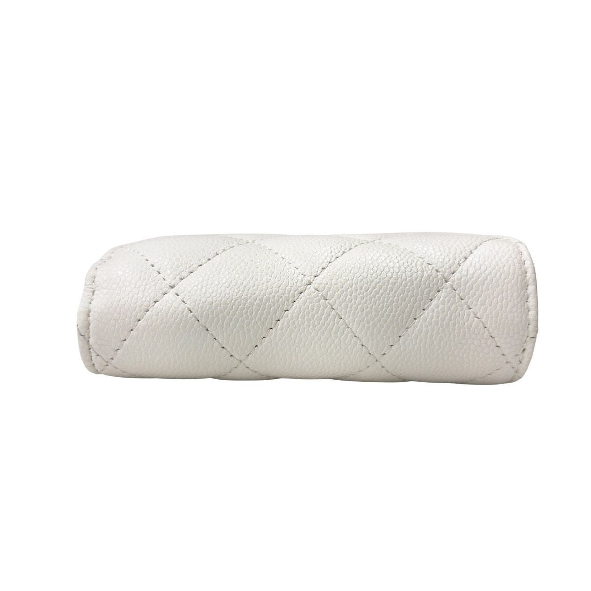 Chanel Trifold Wallet Quilted Mini Compact White Gold CC Logo — view 5