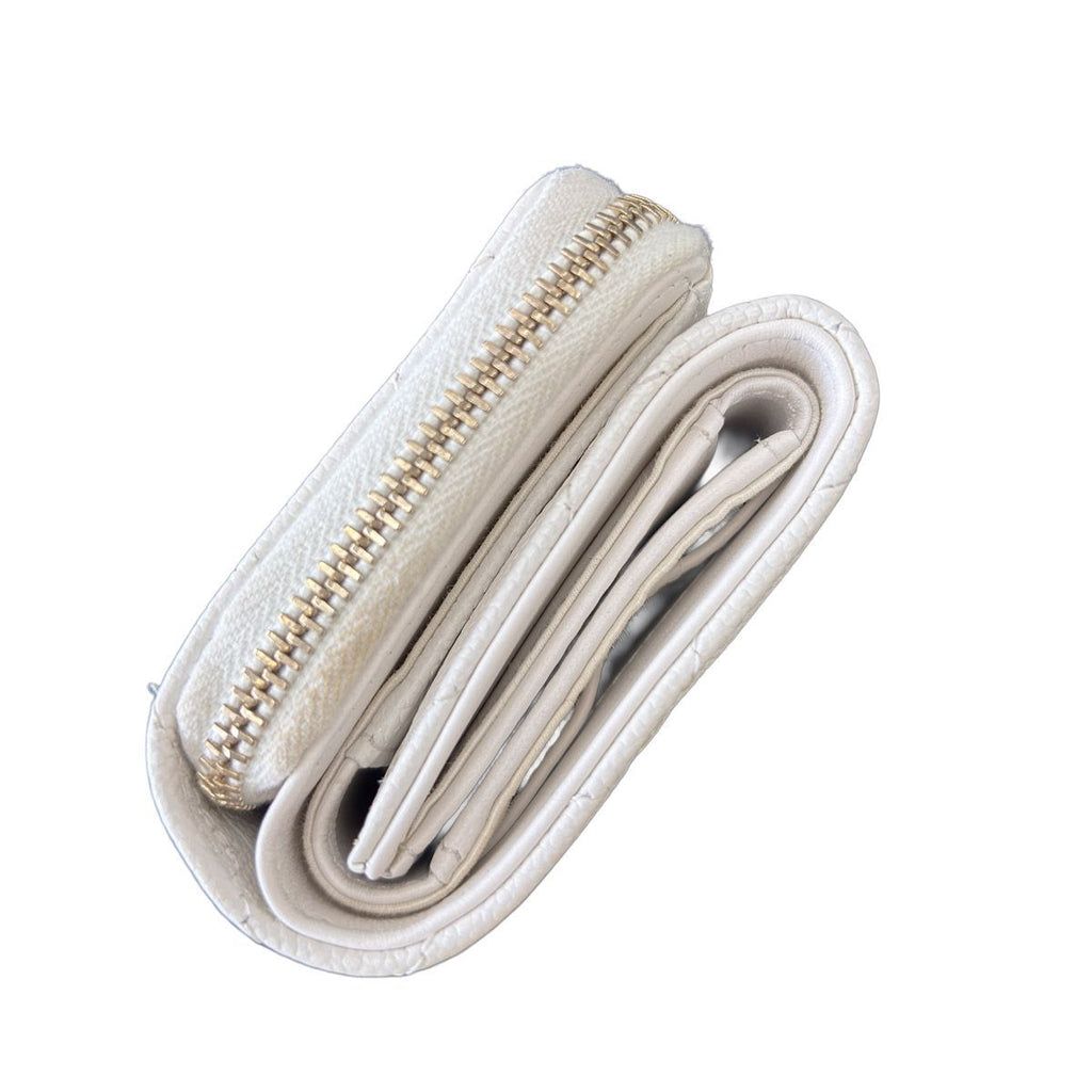 Chanel Trifold Wallet Quilted Mini Compact White Gold CC Logo — view 8