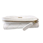 Chanel Trifold Wallet Quilted Mini Compact White Gold CC Logo — view 6
