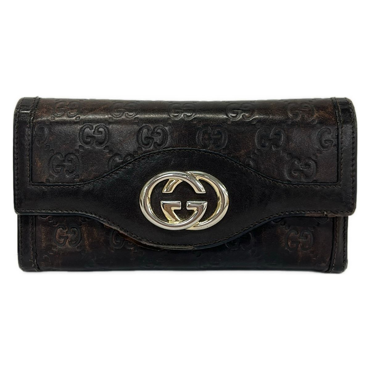 Gucci Wallet Ski Guccissima Line Dark Brown Leather