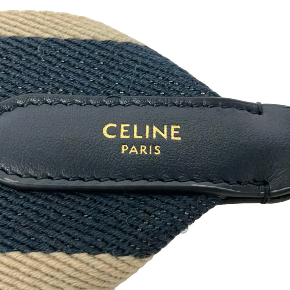 Celine Shoulder Strap Navy Gray Beige Gold Leather — view 3