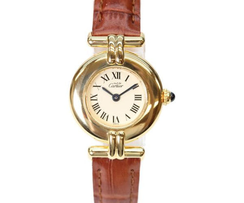 Cartier Must Colise Vermeil SM Ivory Roman Dial Quartz Leather