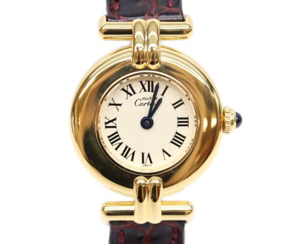 Cartier Must Colise Vermeil SM Ivory Roman Dial Quartz Leather