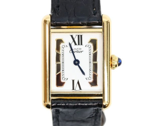 Cartier Trinity Dial Must Tank SM Vermeil Leather Quartz
