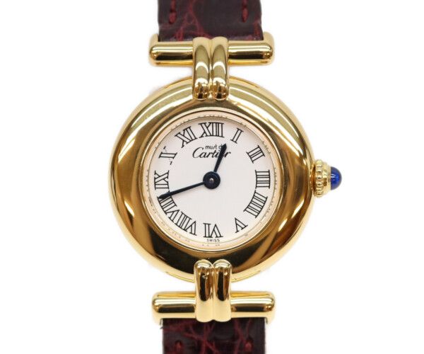 Cartier Must Colise Vermeil SM White Roman Dial Leather Quartz