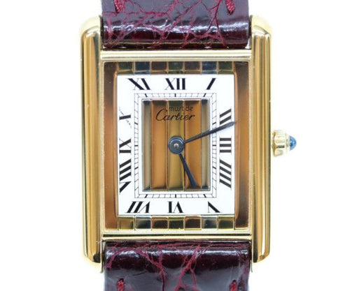 Cartier Must Tank Vermeil LM Trinity Dial Quartz Leather