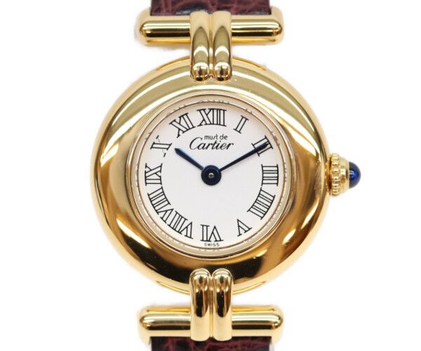 Cartier Must Colise Vermeil SM White Roman Dial Leather Quartz