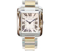 Cartier YG SS Tank en Gray SM Silver Guilloche Dial Quartz