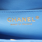 Chanel Shoulder Bag Quilted Top Handle Mini Flap 2-Way Blue Lambskin — view 4