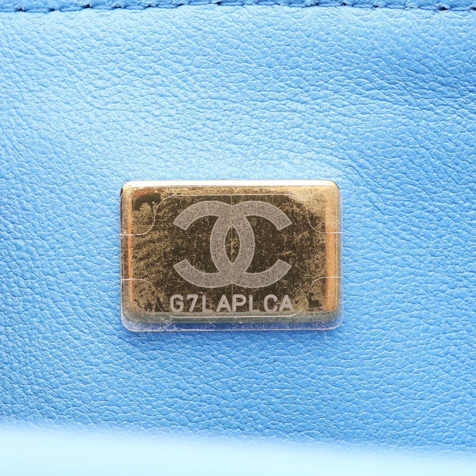 Chanel Shoulder Bag Quilted Top Handle Mini Flap 2-Way Blue Lambskin — view 5