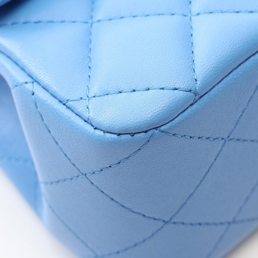 Chanel Shoulder Bag Quilted Top Handle Mini Flap 2-Way Blue Lambskin — view 6