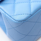 Chanel Shoulder Bag Quilted Top Handle Mini Flap 2-Way Blue Lambskin — view 6